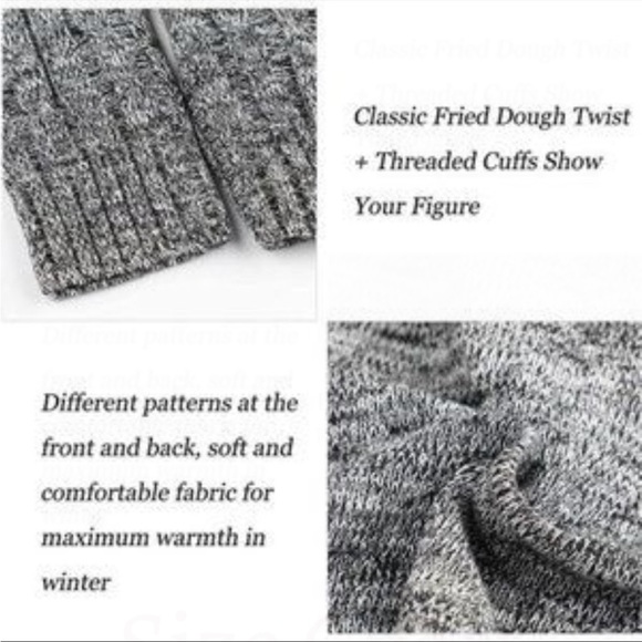 Men's Cardigan Sweater Cable Knitted Slim Fit Grey - Picture 5 of 6